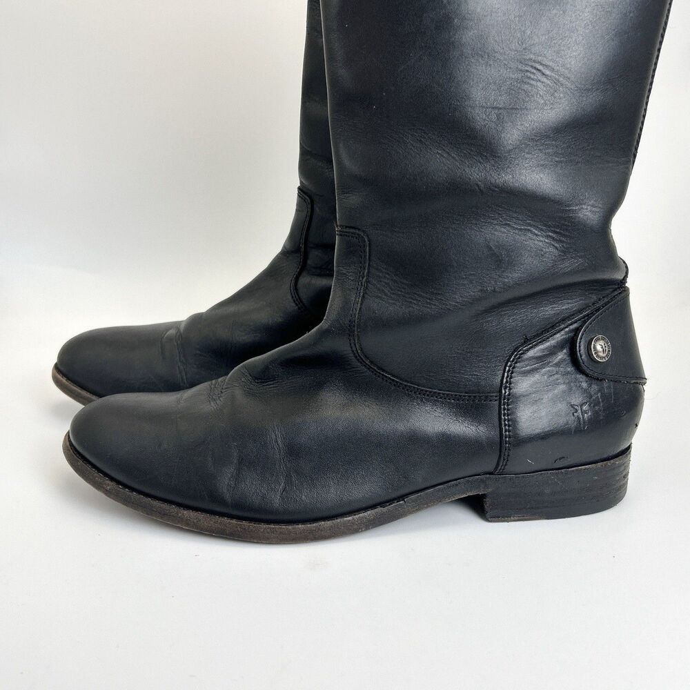Frye Black Tall Leather Riding Boots - Picture 4 of 9